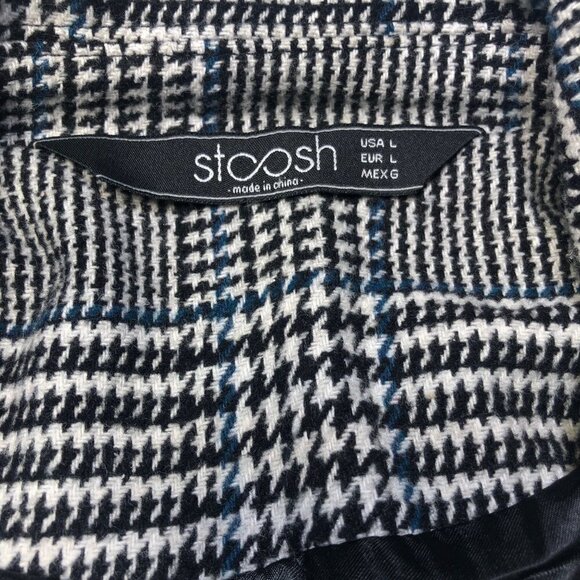 Stoosh Women Black Plaid Cropped Belted Zip Front Blazer Jacket Size Large L - Picture 2 of 10
